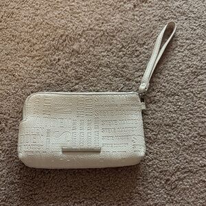 Steve Madden Embossed White Wristlet